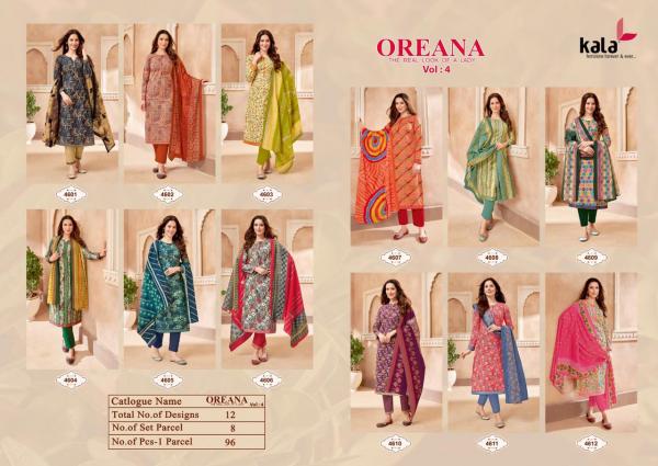 Kala Oreana Vol 4 Fancy Designer Cotton Dress Material Collection